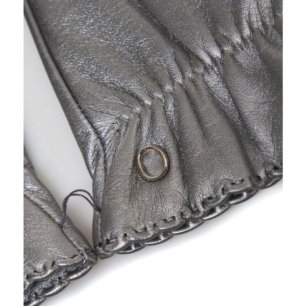 Orciani Zilveren Leren Handschoenen Elegante Stijl Gray Dames