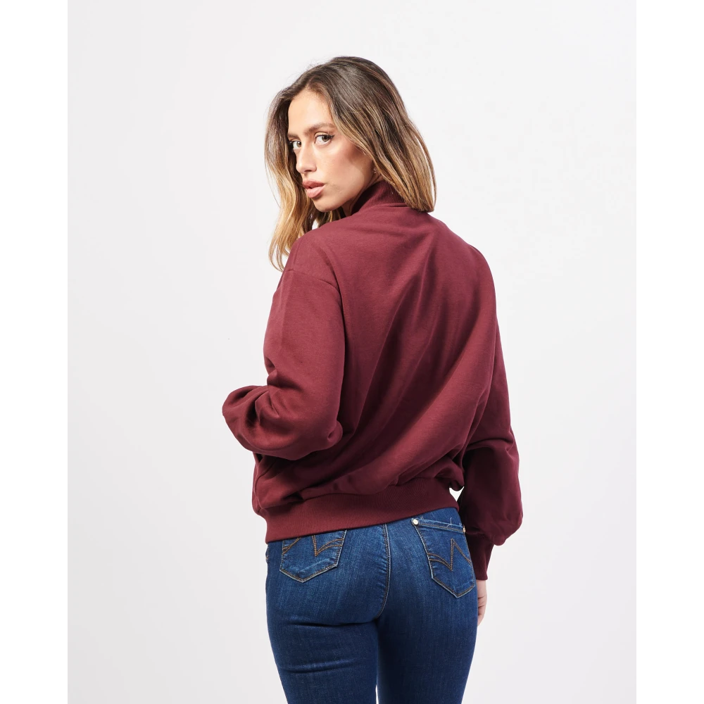 Jijil Bordeaux Sweater met volledige rits Red Dames