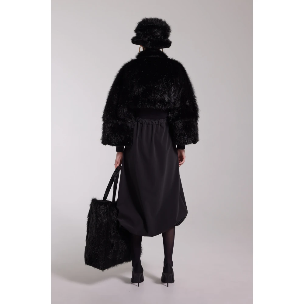 Stutterheim Zwarte Faux Fur Korte Jas Black Dames