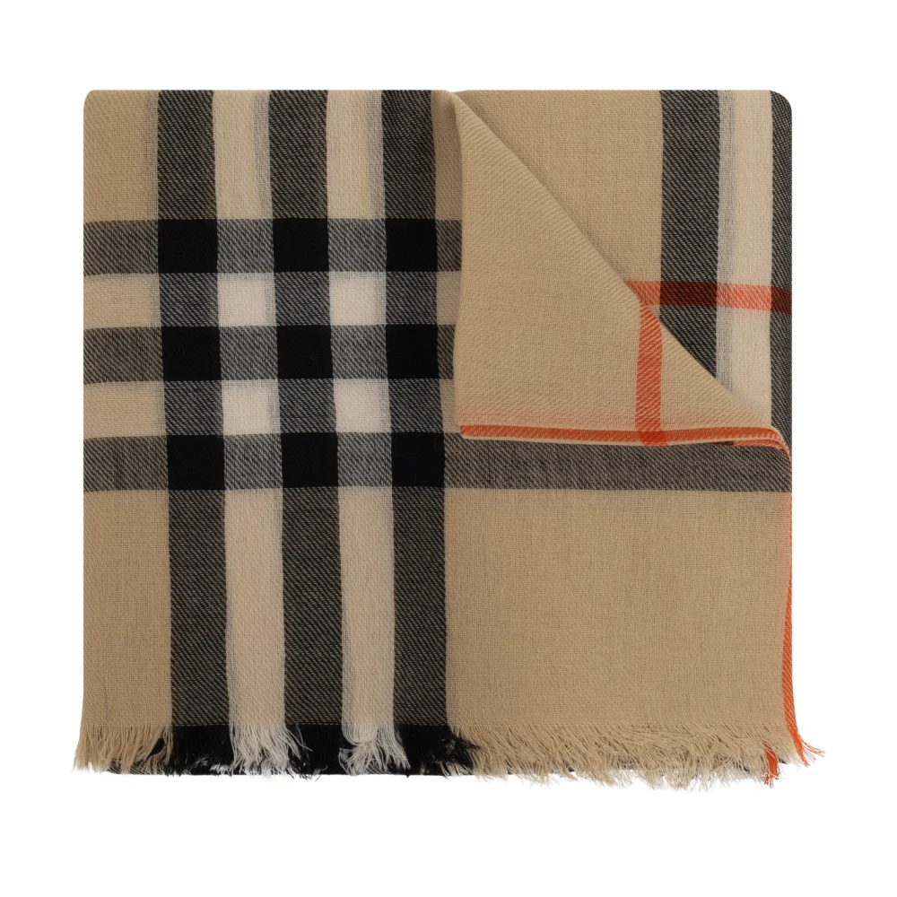 Burberry Wollen sjaal met ruitpatroon Beige Unisex