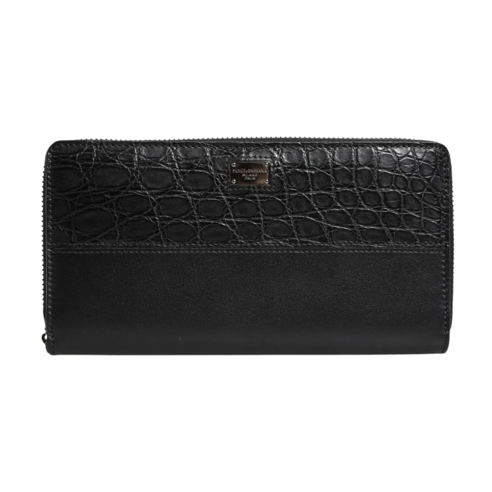 Dolce & Gabbana Hombre Negro - Billetera De Lujo De Cuero De Avestruz Con Amplio Espacio De Almacenamiento - Accessories - One Size