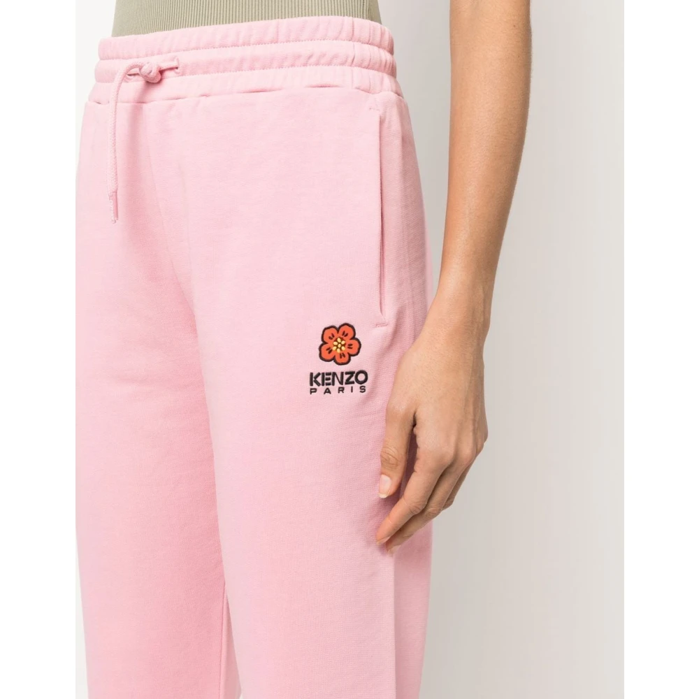 Kenzo Flower Crest Logo Joggers Sweatpants Pink Dames