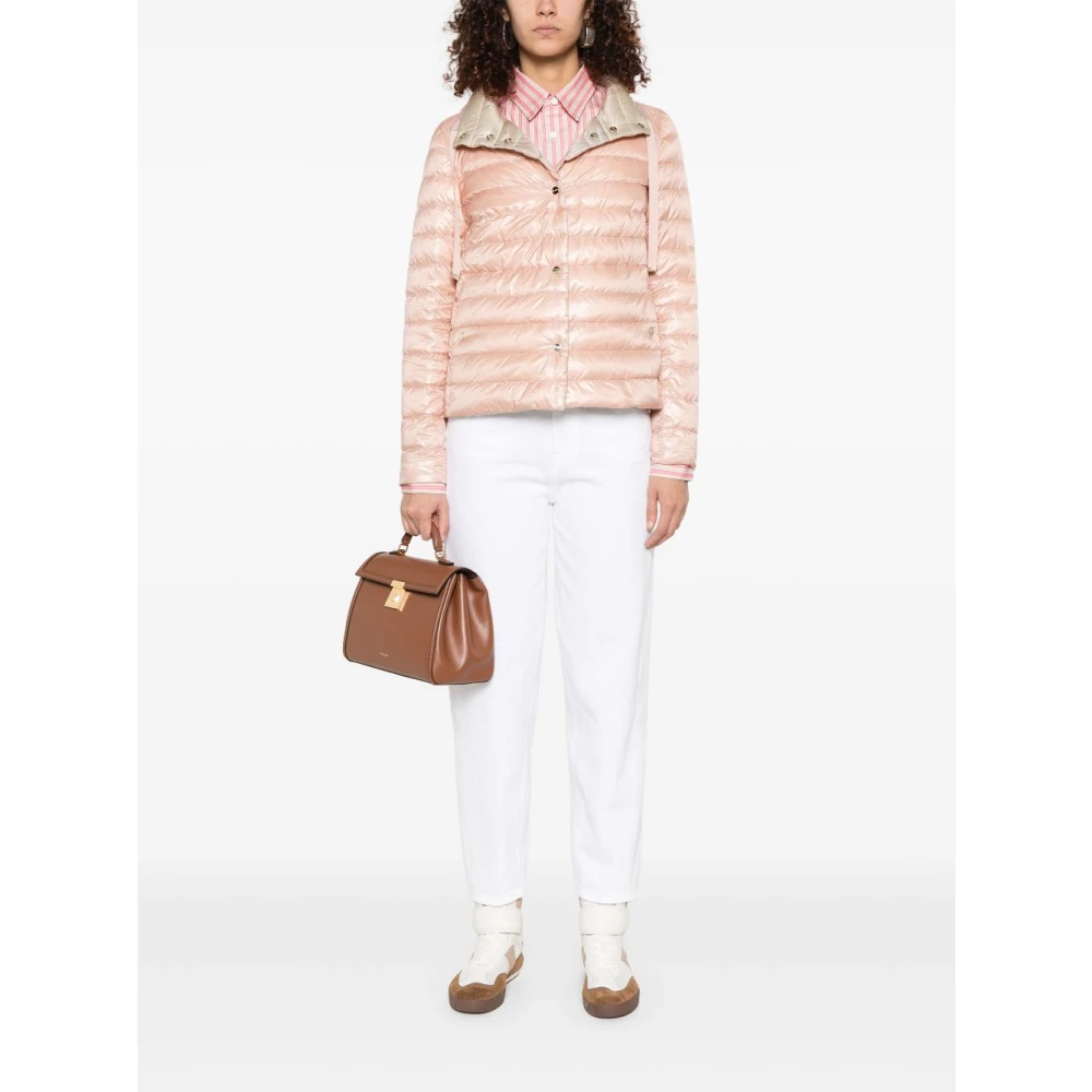 Herno Roze Gewatteerde Jas met Strik Pink Dames