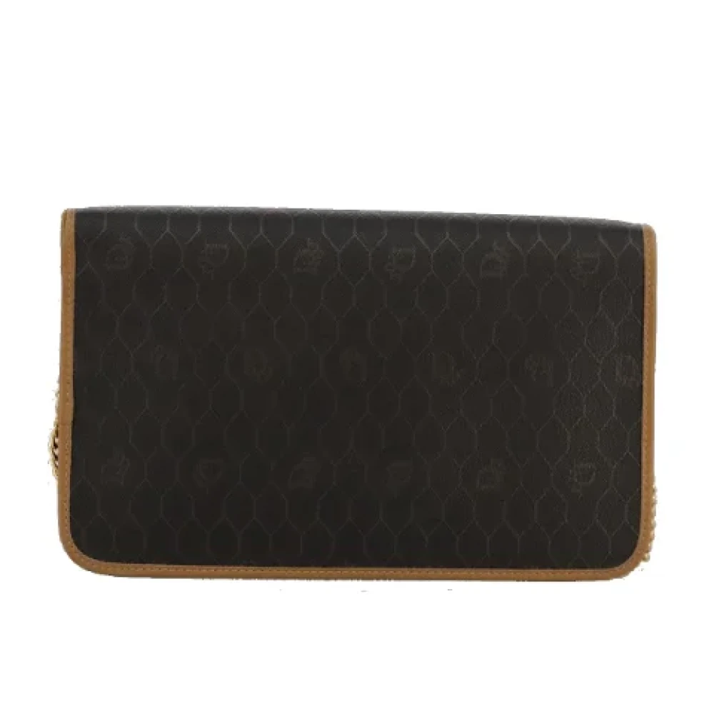 Dior Vintage Pre-owned Canvas clutches Black Dames