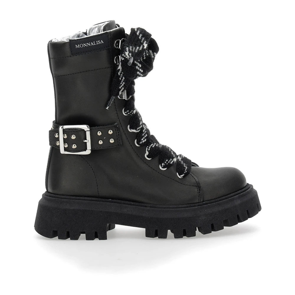 Monnalisa Girls Black Kids Boots, 37 Eu, Stivale In Pelle