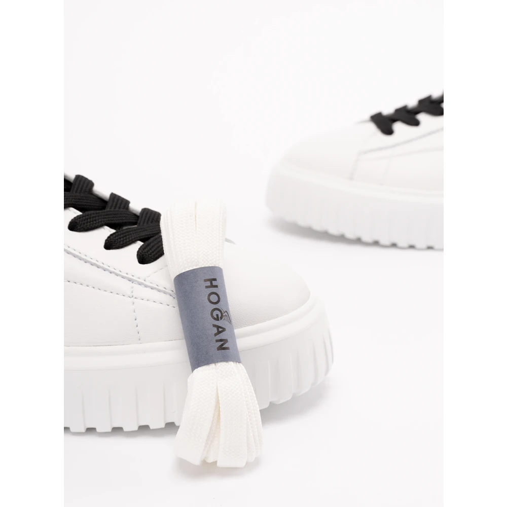 Hogan Leren Sneakers met H Stripes White Heren