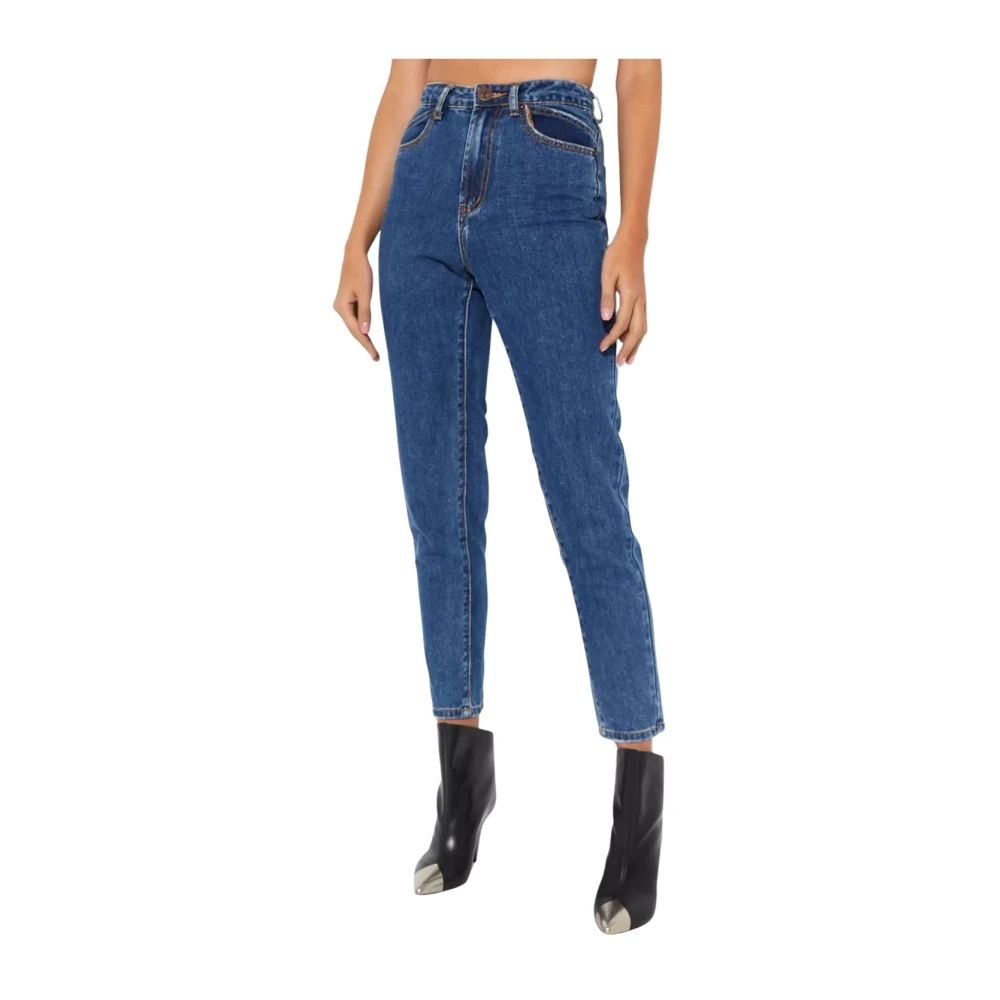 One Teaspoon Blauwe High Waist Mom Jeans Blue Dames
