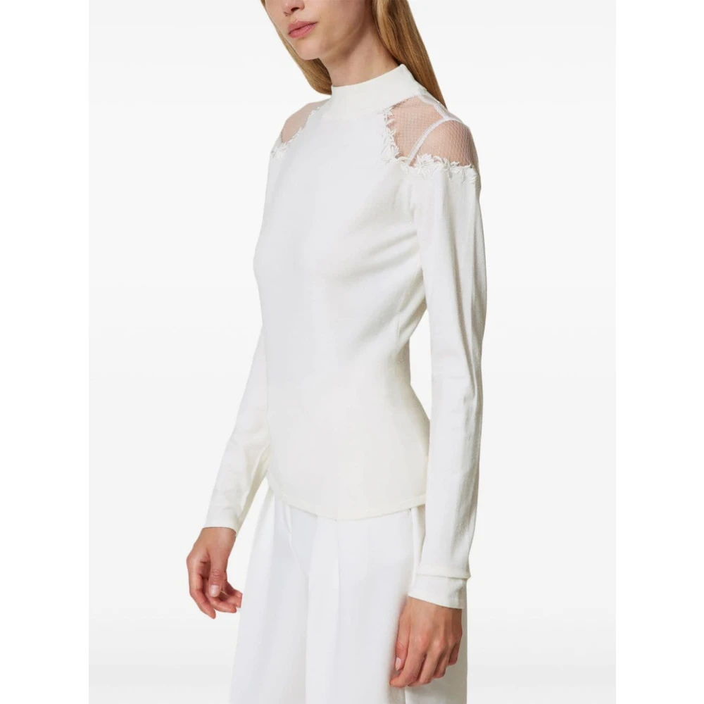 Twinset Witte Gebreide Trui met Geborduurd Ontwerp White Dames