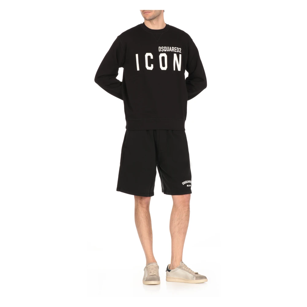 Dsquared2 Zwarte Katoenen Trui met Logo Black Heren