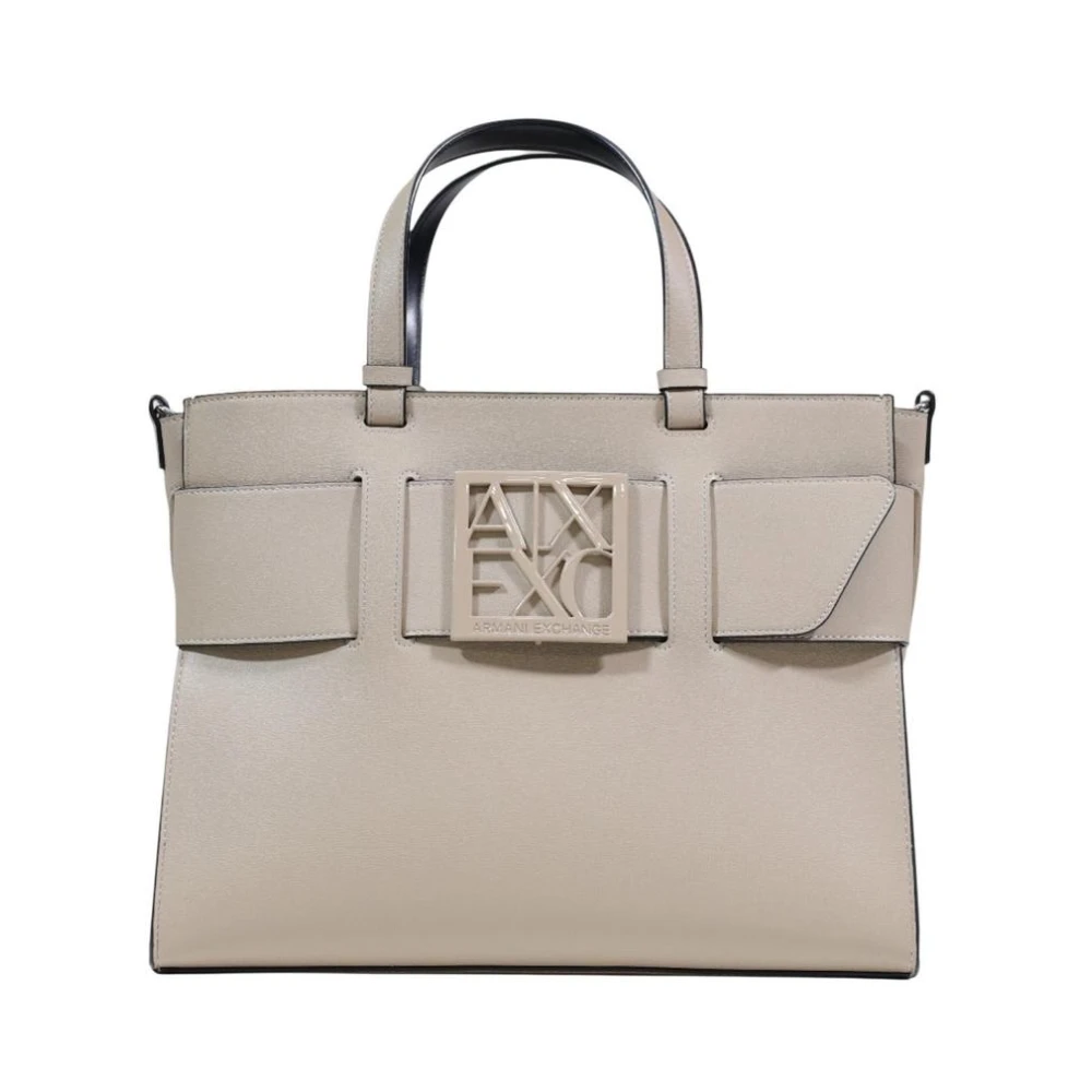 Armani Exchange Women's Gray Handbag With Shoulder Strap In Faux Leather