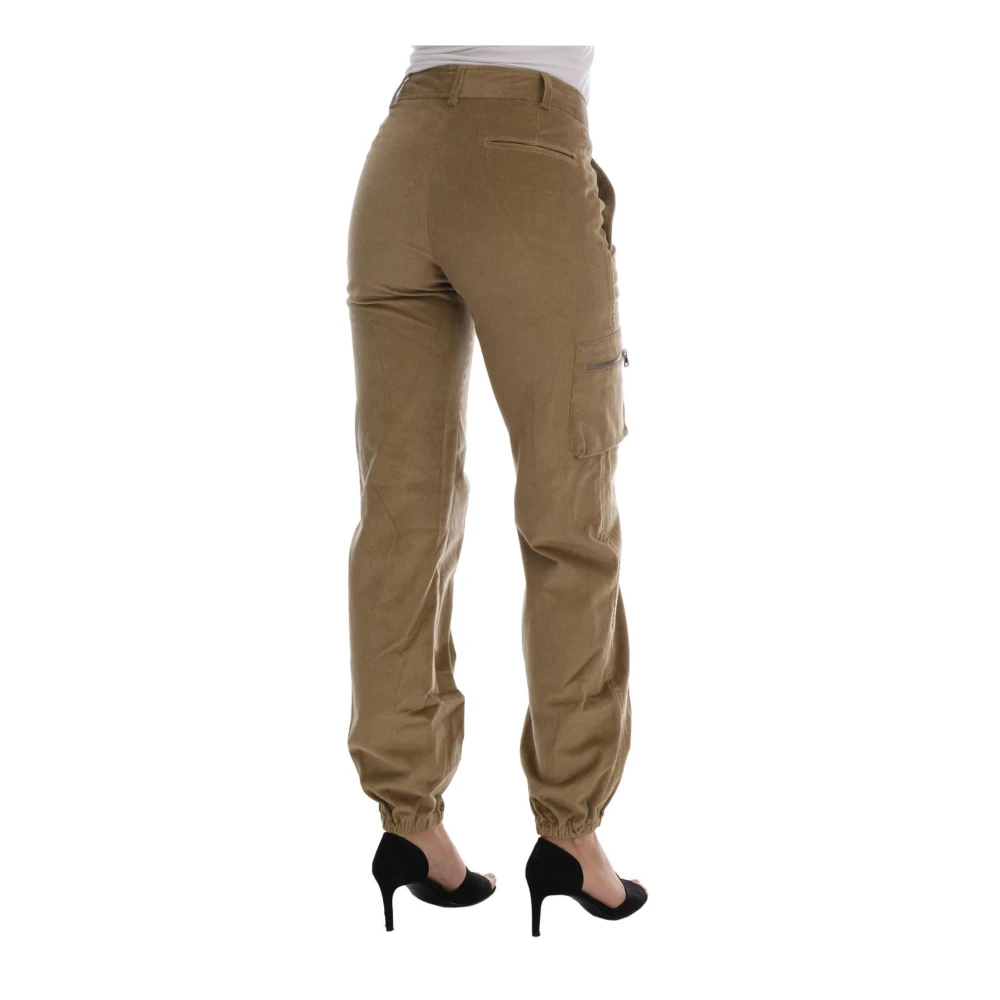Ermanno Scervino Beige Corduroy Casual Broek met Logo Beige Dames