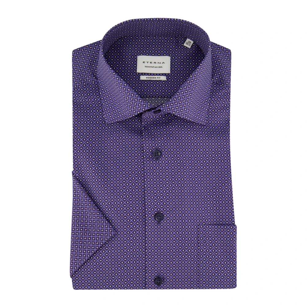 Eterna Paars korte mouw zakelijk overhemd Purple Heren