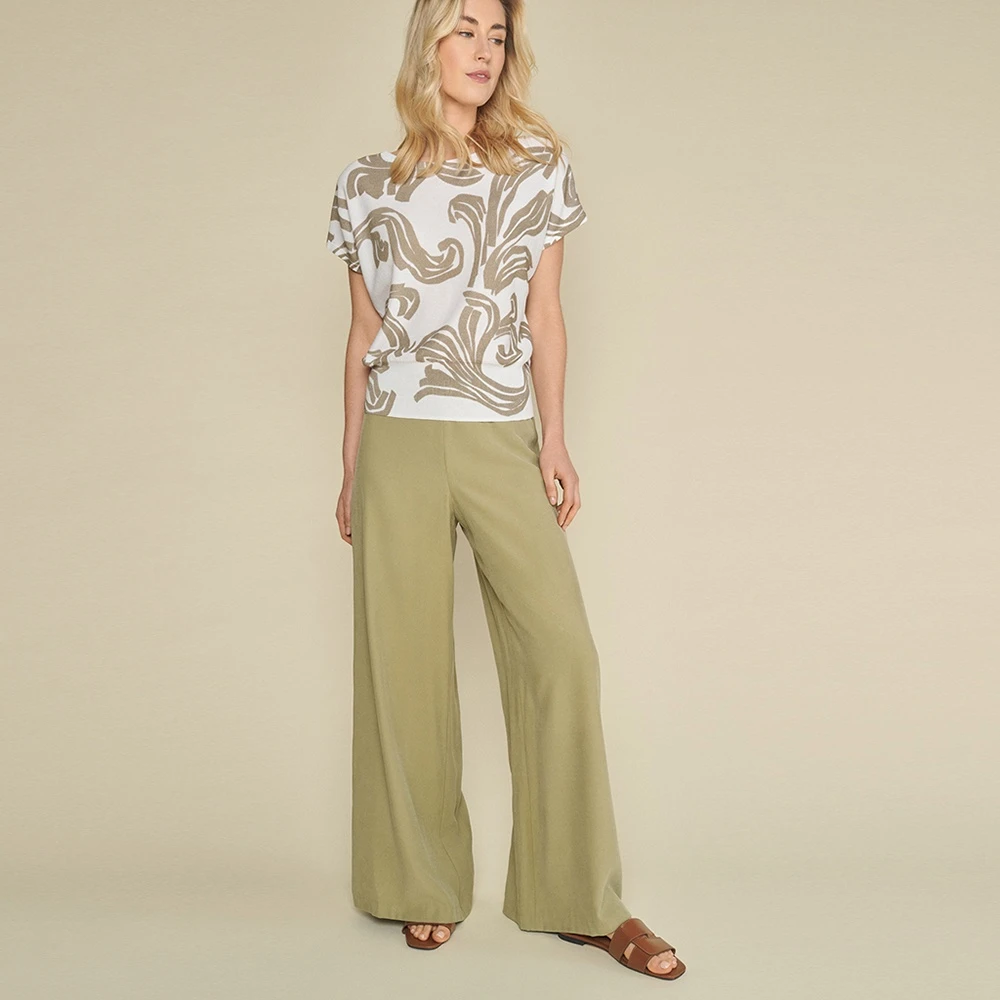 Marie Méro Groene Wijde Pijp Flowing Broek Green Dames