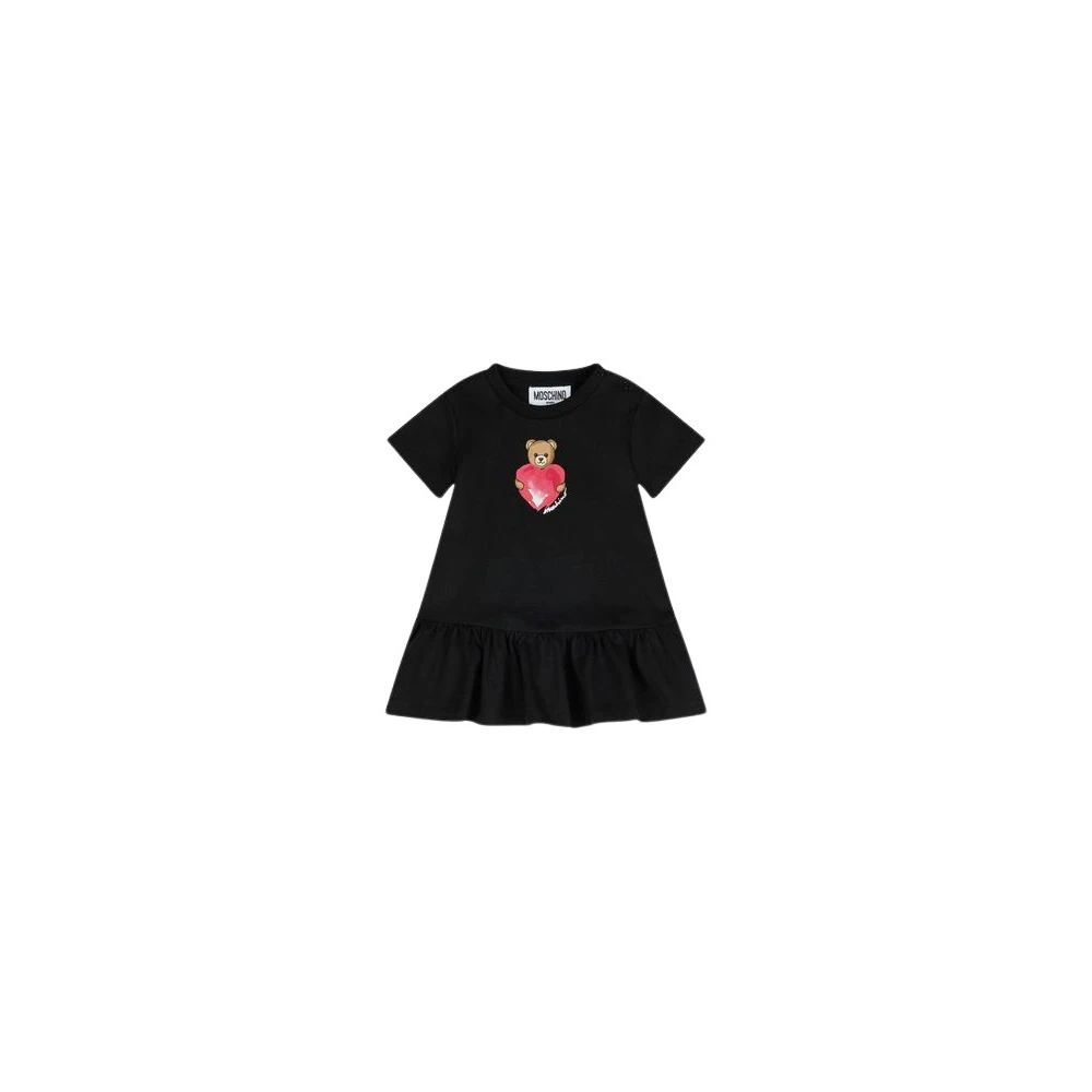 Moschino Black Dresses, Female, 18 M, Teddy Bear Cotton Jersey Dress