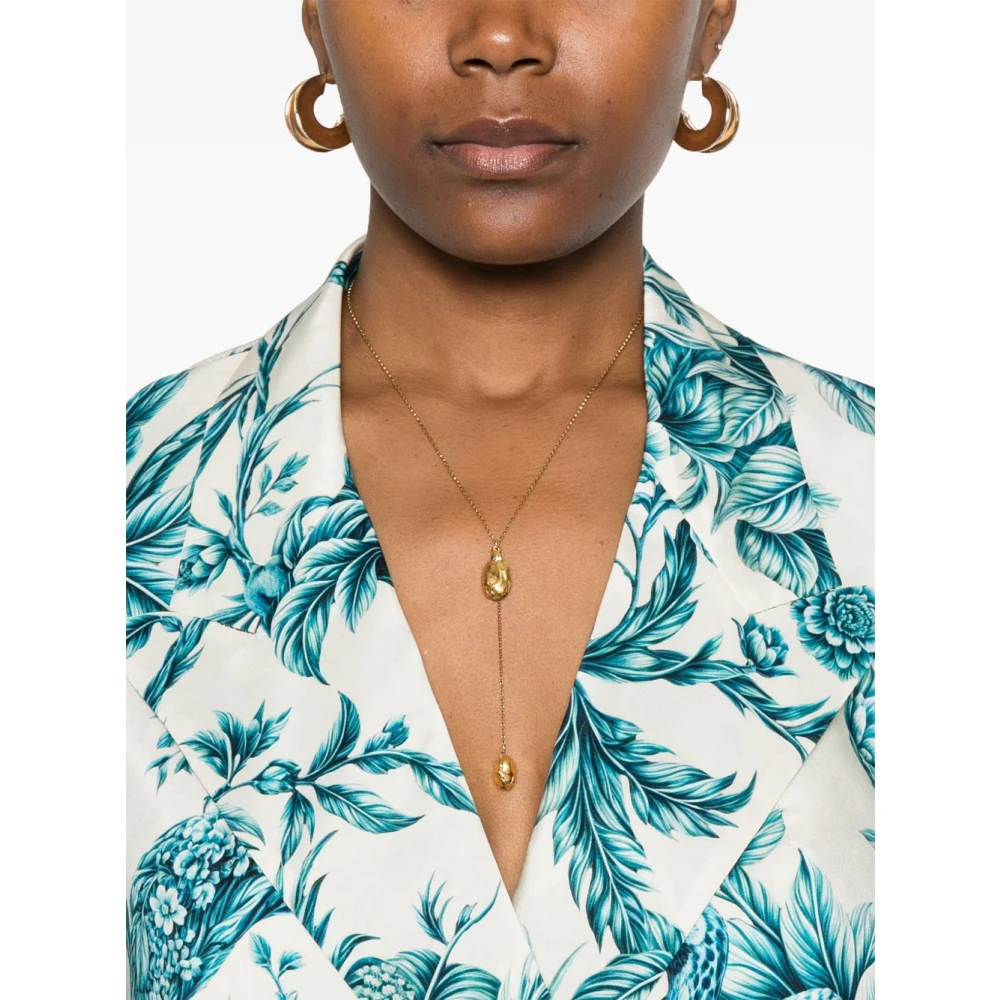 F.r.s For Restless Sleepers Blauwe Bloemenprint Dubbel-Borst Shirt Blue Dames