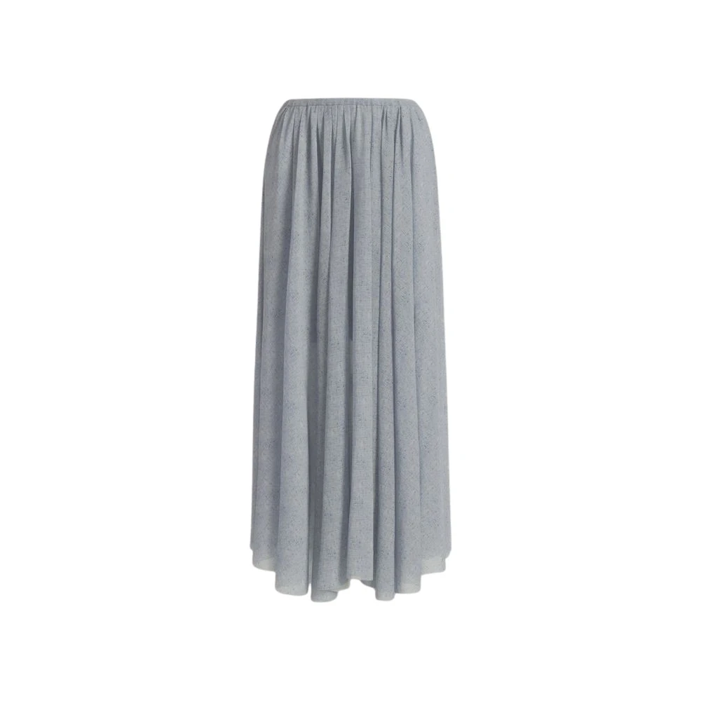 Alberta Ferretti Blue Printed Tulle Pleated Skirt - Female - Midi Skirts - L - Skirts