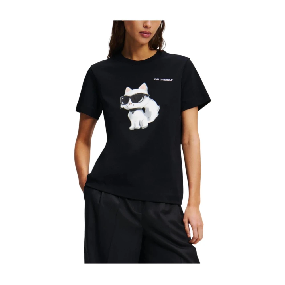 Karl Lagerfeld T-shirt Ikon Aquarelle Black Dames