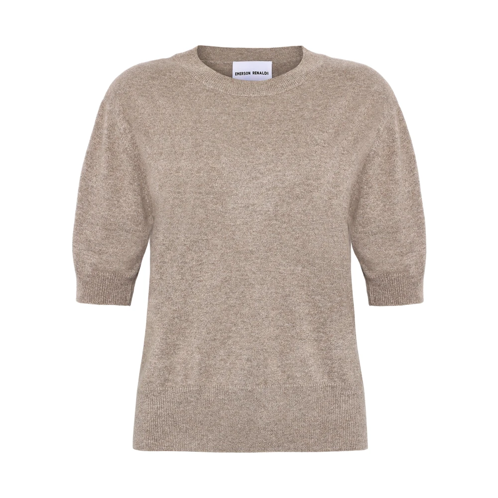 Emerson Renaldi Kasjmier halfmouw trui in donker taupe Beige Dames