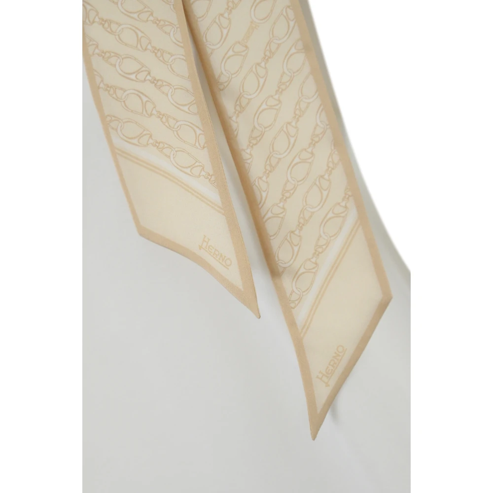 Herno Katoenen T-shirt met zijden sjaal Beige Dames