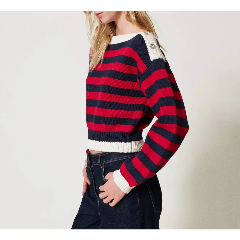 Twinset Gestreepte Top met Cabochon Detail Multicolor Dames