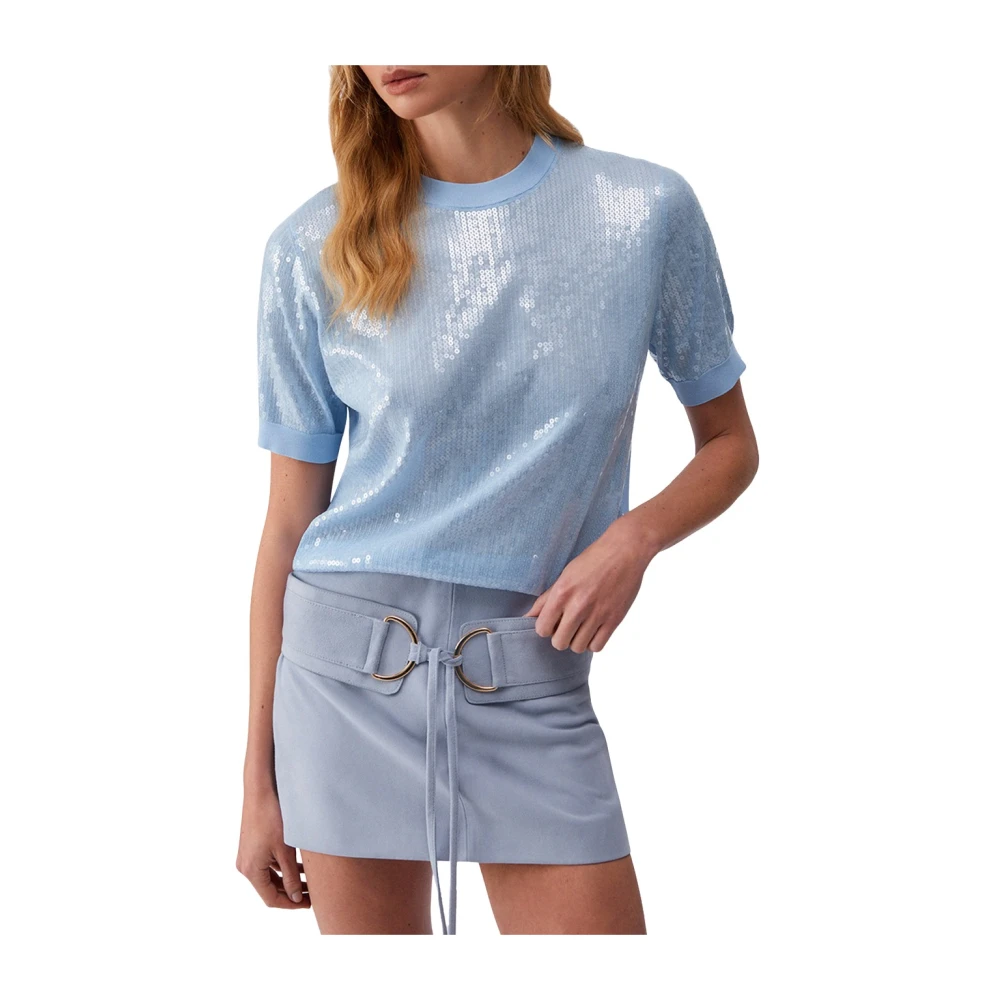 Liu Jo Donna Blu - Top Girocollo Con Paillettes - Knitwear - S