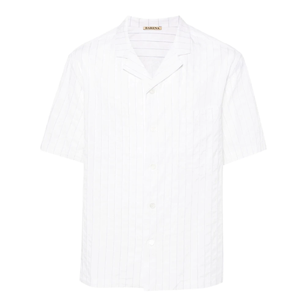Barena Venezia Witte Katoenen Overhemd Pinstripe Klokkraag White Heren