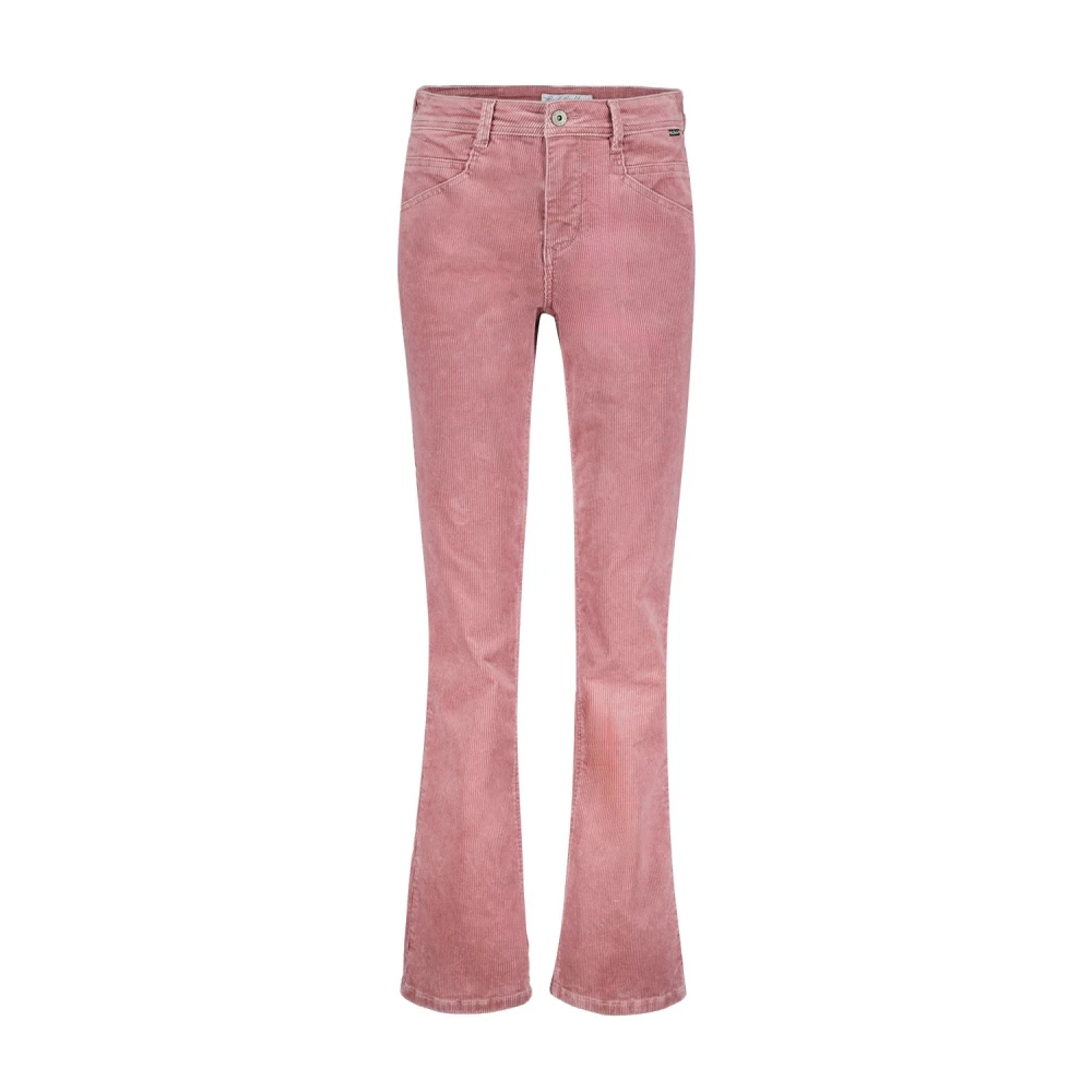 Red Button Flared broek in roze ribfluweel Pink Dames