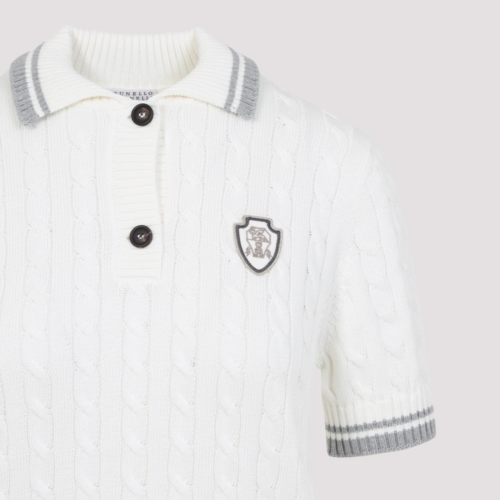 BRUNELLO CUCINELLI Rib Polo Shirt White Dames