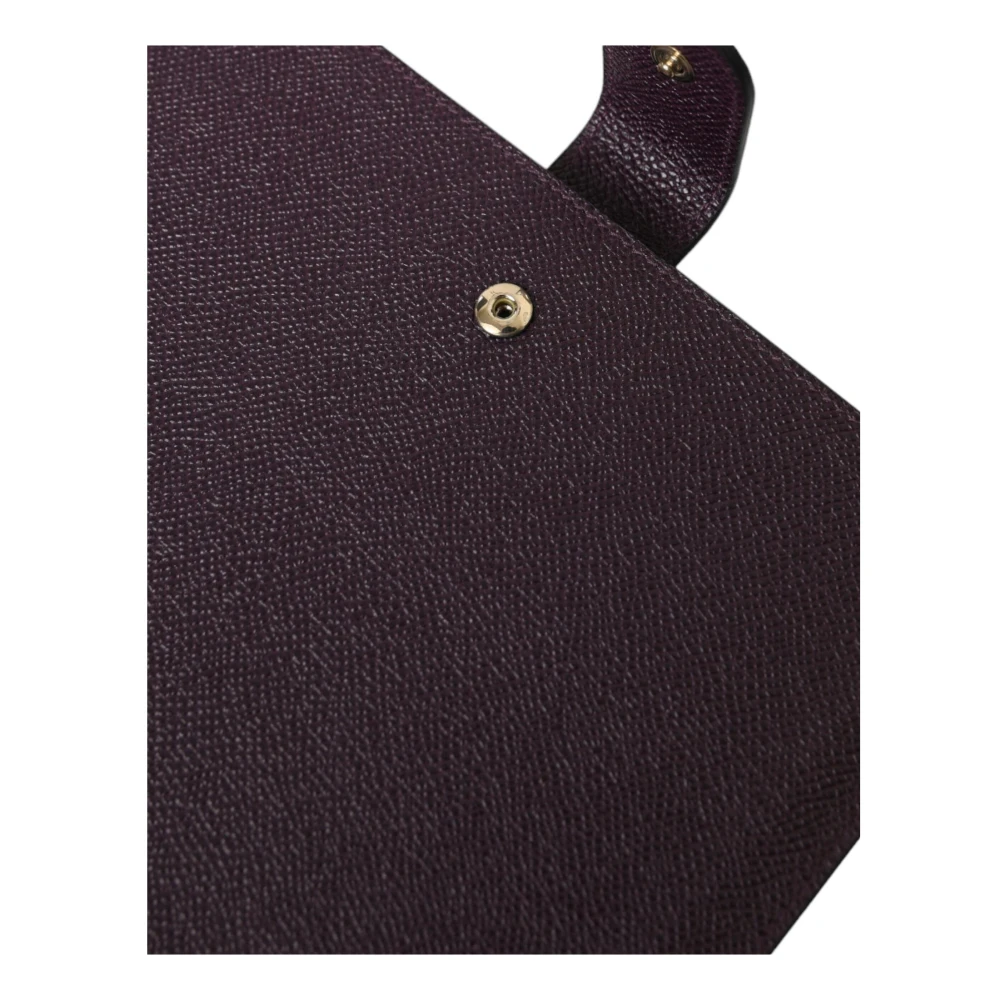 Dolce & Gabbana Logo Plaque Leren Tablet Sleeve Hoes Brown Dames