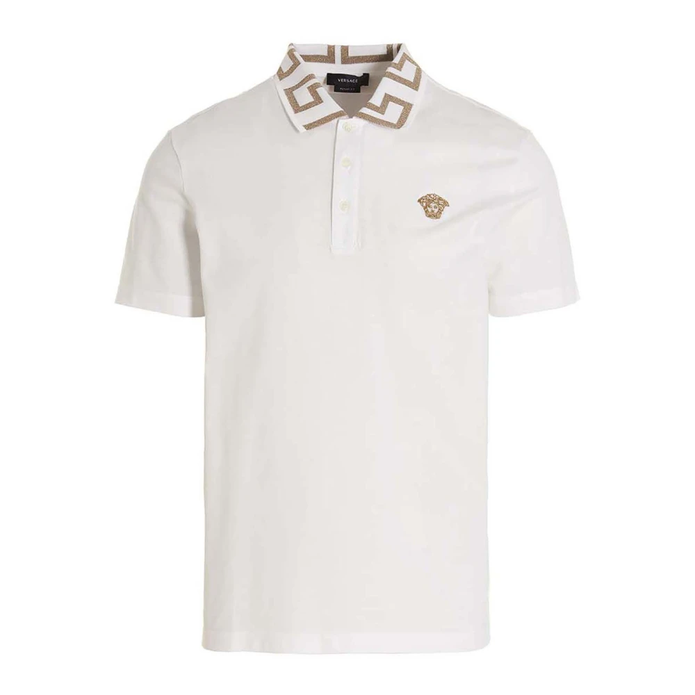 Versace Men's White Greca Polo Shirt - Polo Shirts - 2XL - Tops