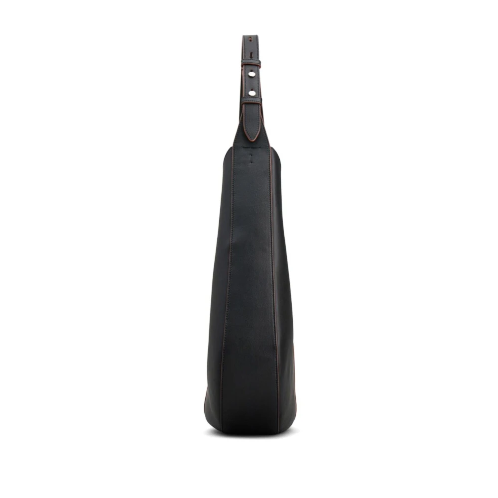 TOD'S Zwarte leren schoudertas met logo Black Dames