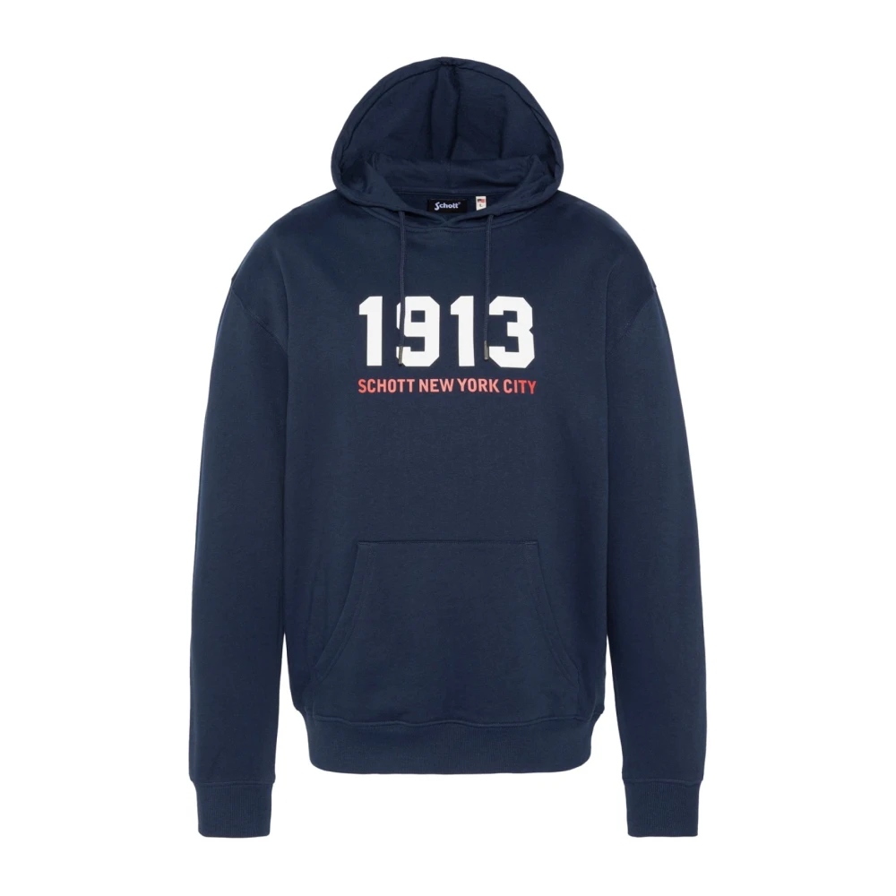 Schott NYC Blauwe katoenen hoodie Blue Heren