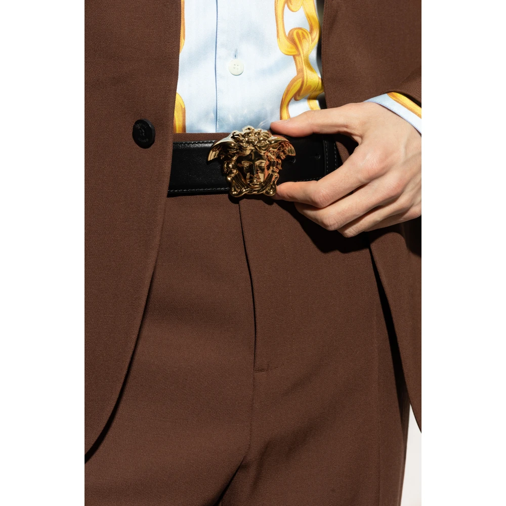 Versace Leren riem Black Heren