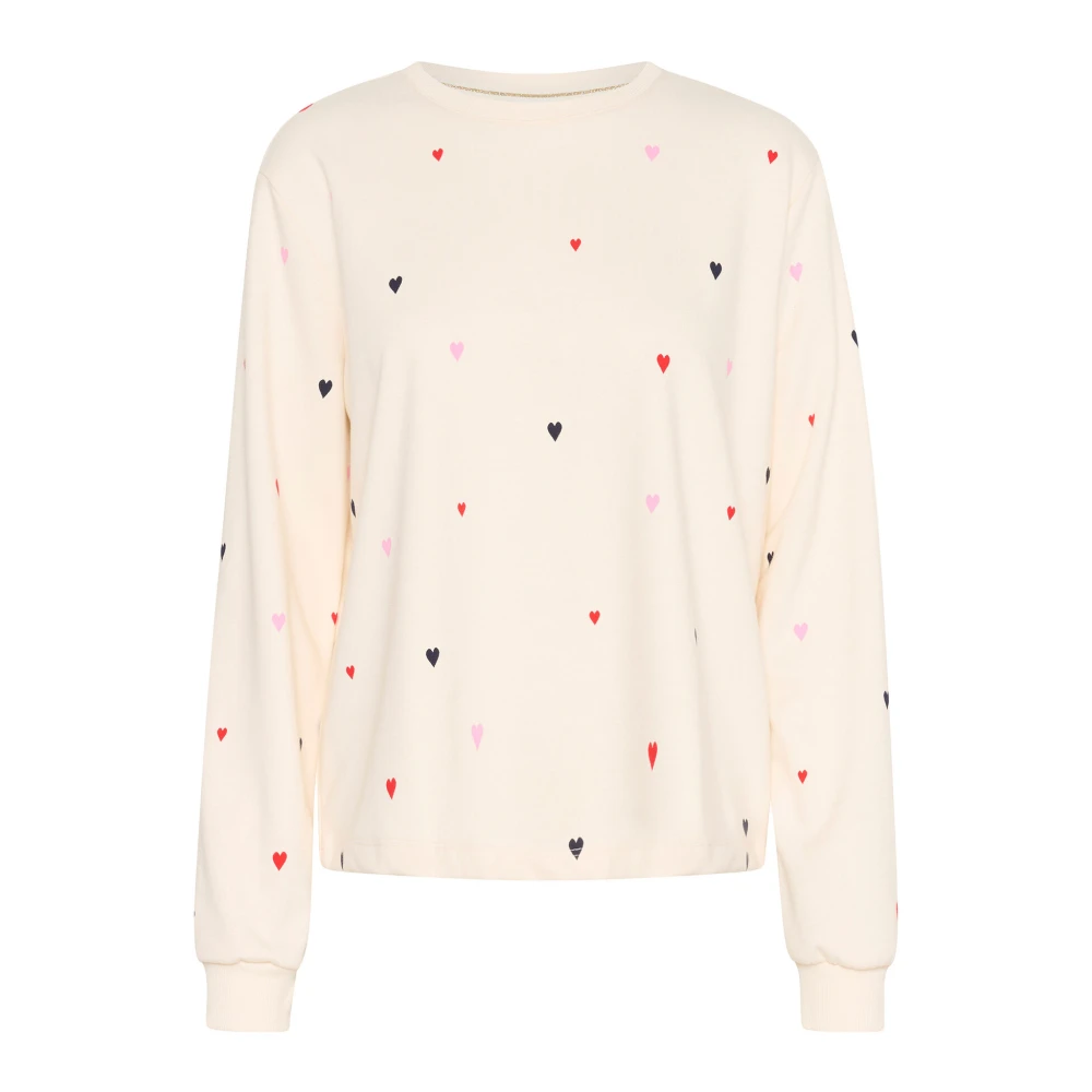 Saint Tropez Geborduurde Harten Sweatshirt Ice Multi Beige Dames