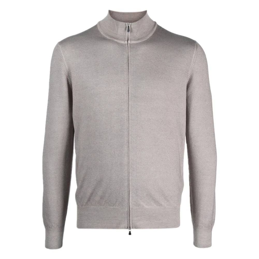 Barba Wollen cardigan met rits Gray Heren