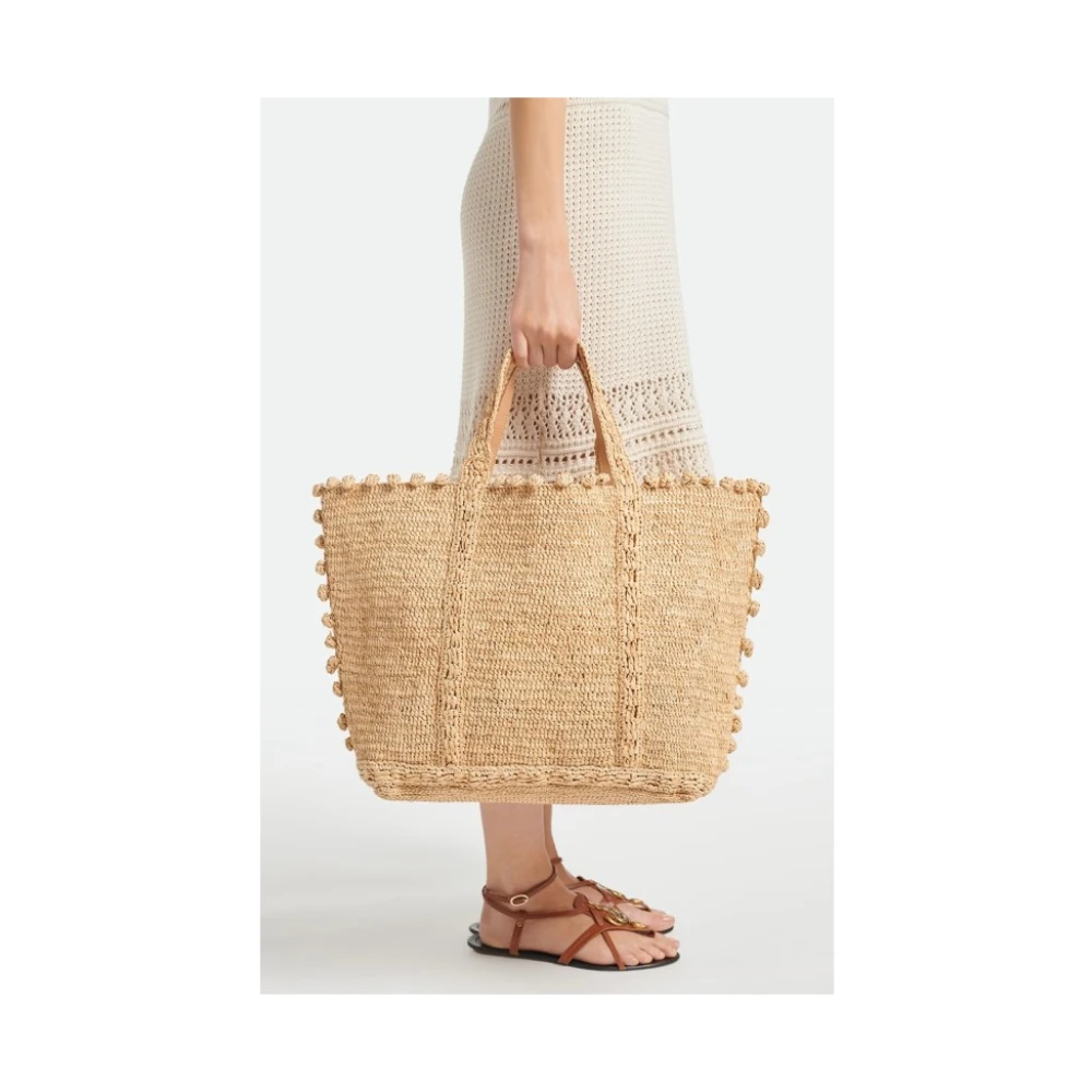Vanessa Bruno Handgemaakte Natuurlijke Raffia Bubble Tote Beige Dames
