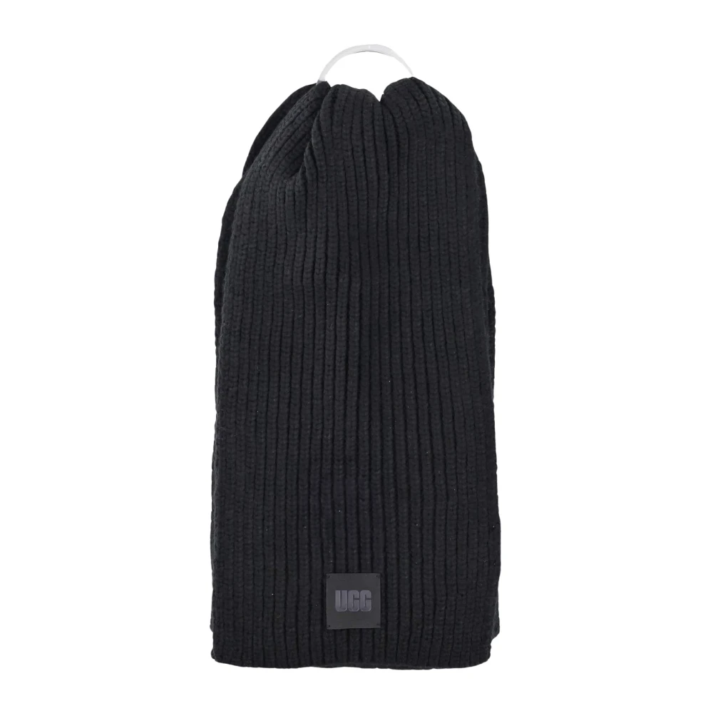 Ugg Geribbeld Acryl Blend Sjaal Zwart Black Dames