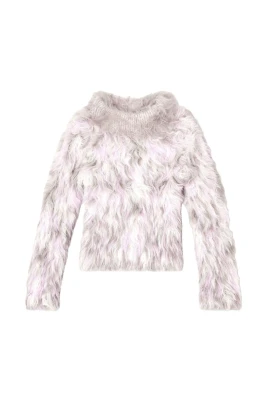 Mönstrad vit sweatshirt med hög krage