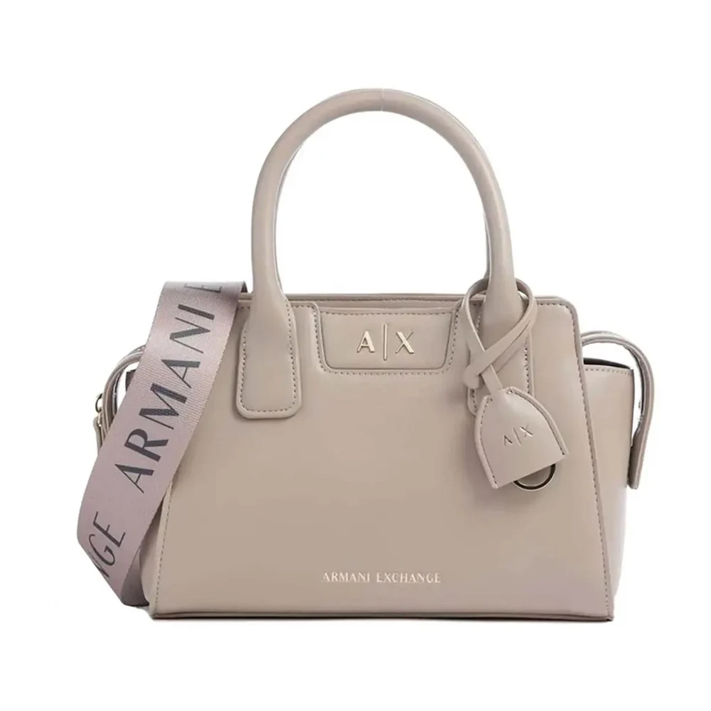 Armani Exchange Beige Logo Shoulder Bag
