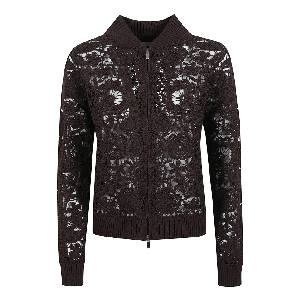 P.a.r.o.s.h. Witte Kant Bomberjack Brown Dames