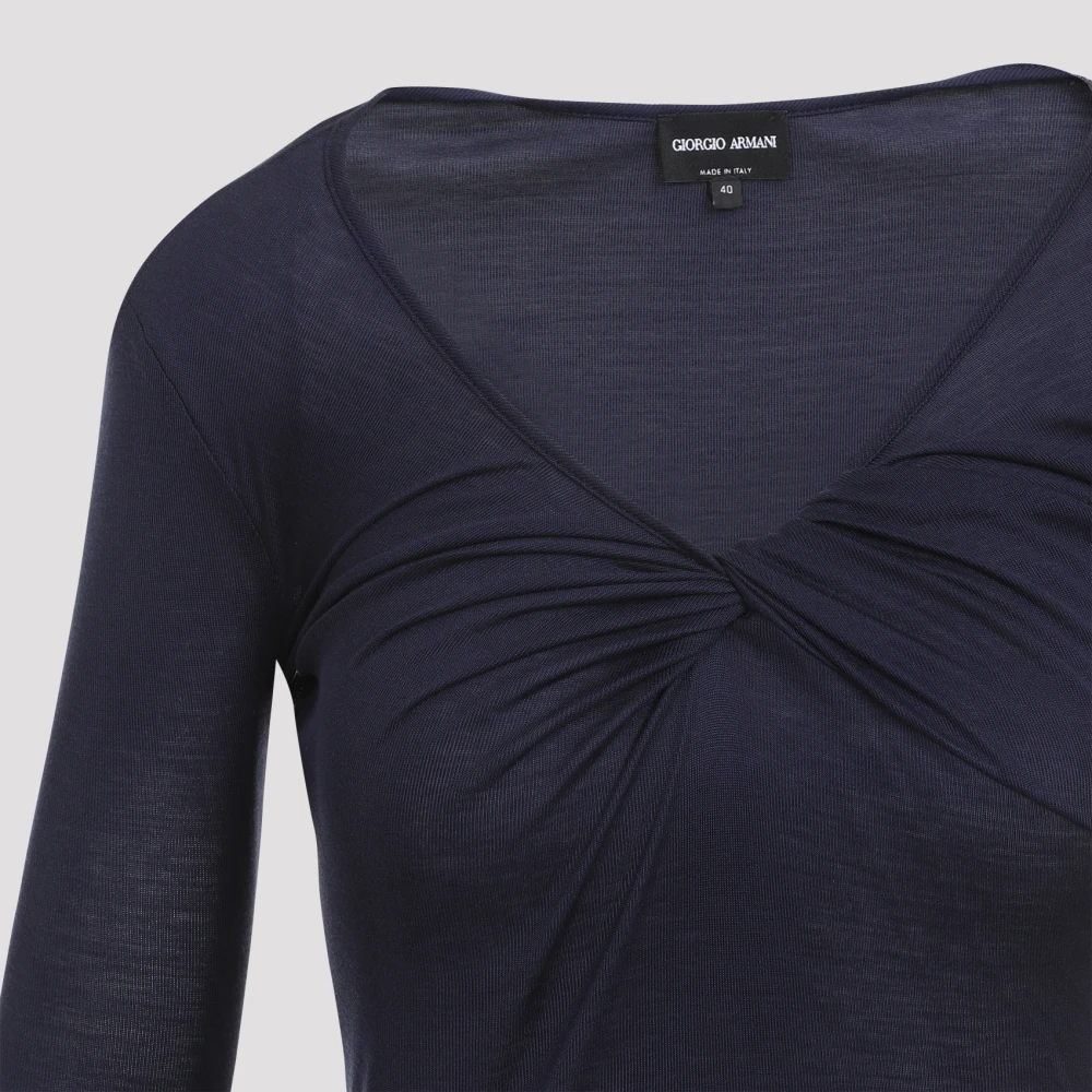 Giorgio Armani Luxe Blauwe Zijde Blend Sweater Blue Dames