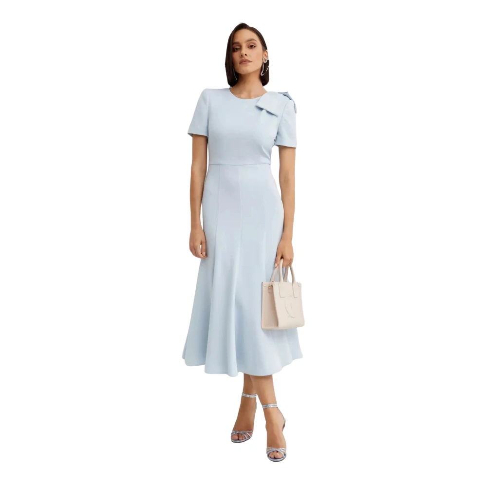 Roland Mouret Blauwe midi jurk met strik Blue Dames
