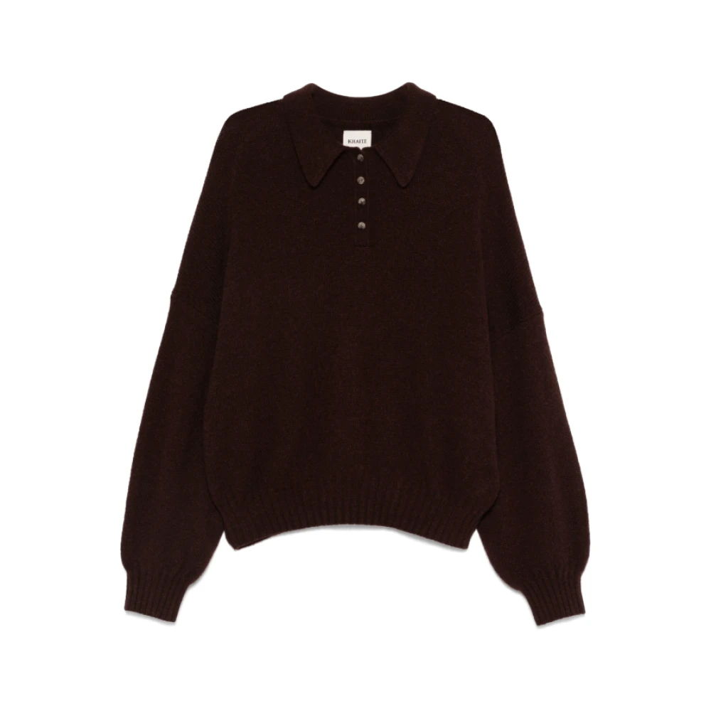 Khaite Koffiebruine Polo Kraag Sweater Brown Dames