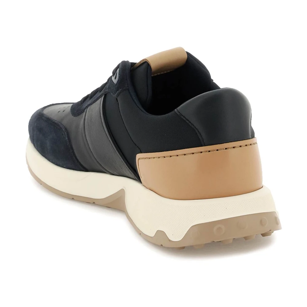 TOD'S Leren en techno stoffen sneakers Black Heren