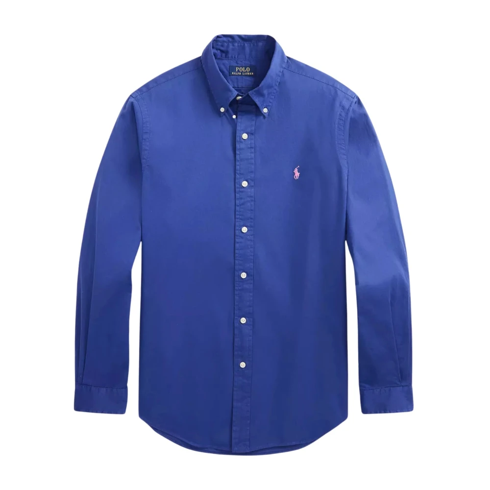 Ralph Lauren Slim-Fit Katoenen Twill Button-Down Overhemd Blue Heren