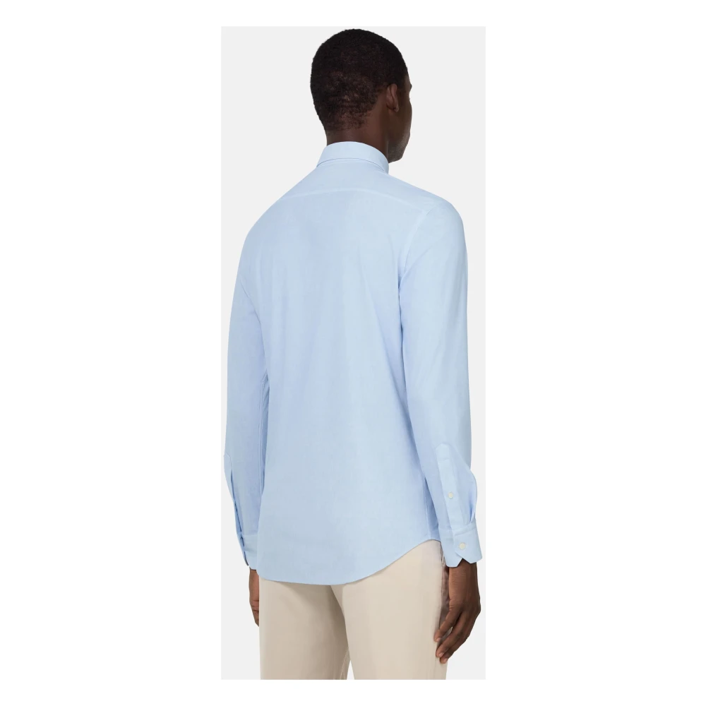 Boggi Milano Slim Fit Stretch Nylon Shirt Blue Heren