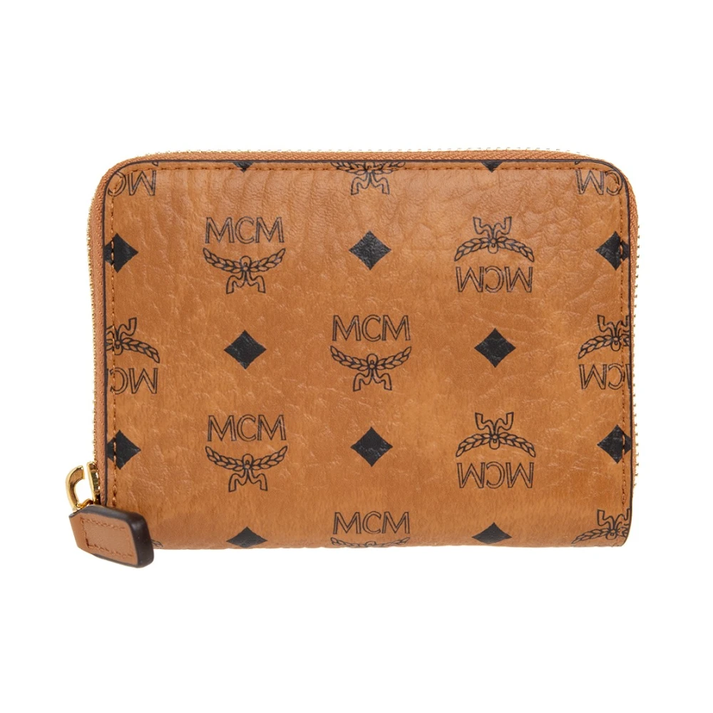 MCM Portemonnee met rits in Visetos Brown Dames