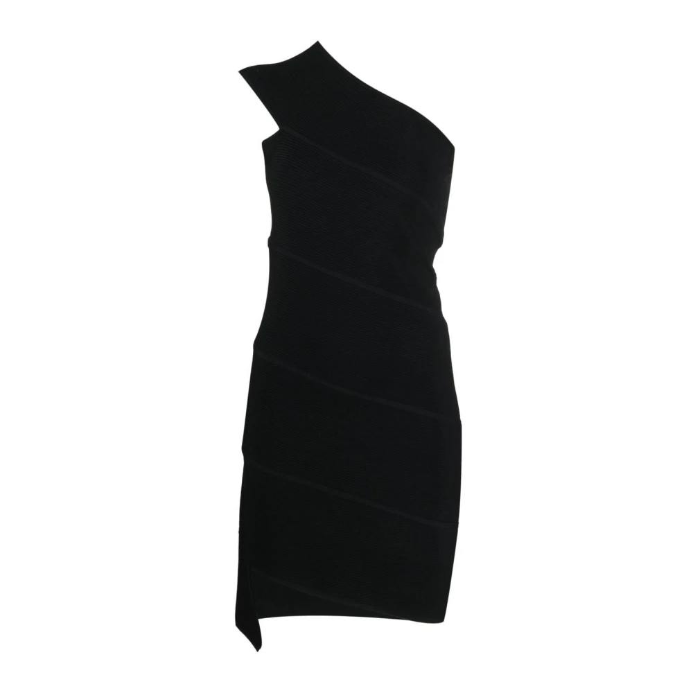 Bottega Veneta Zwarte lichtgewicht viscose spiraal jurk Black Dames
