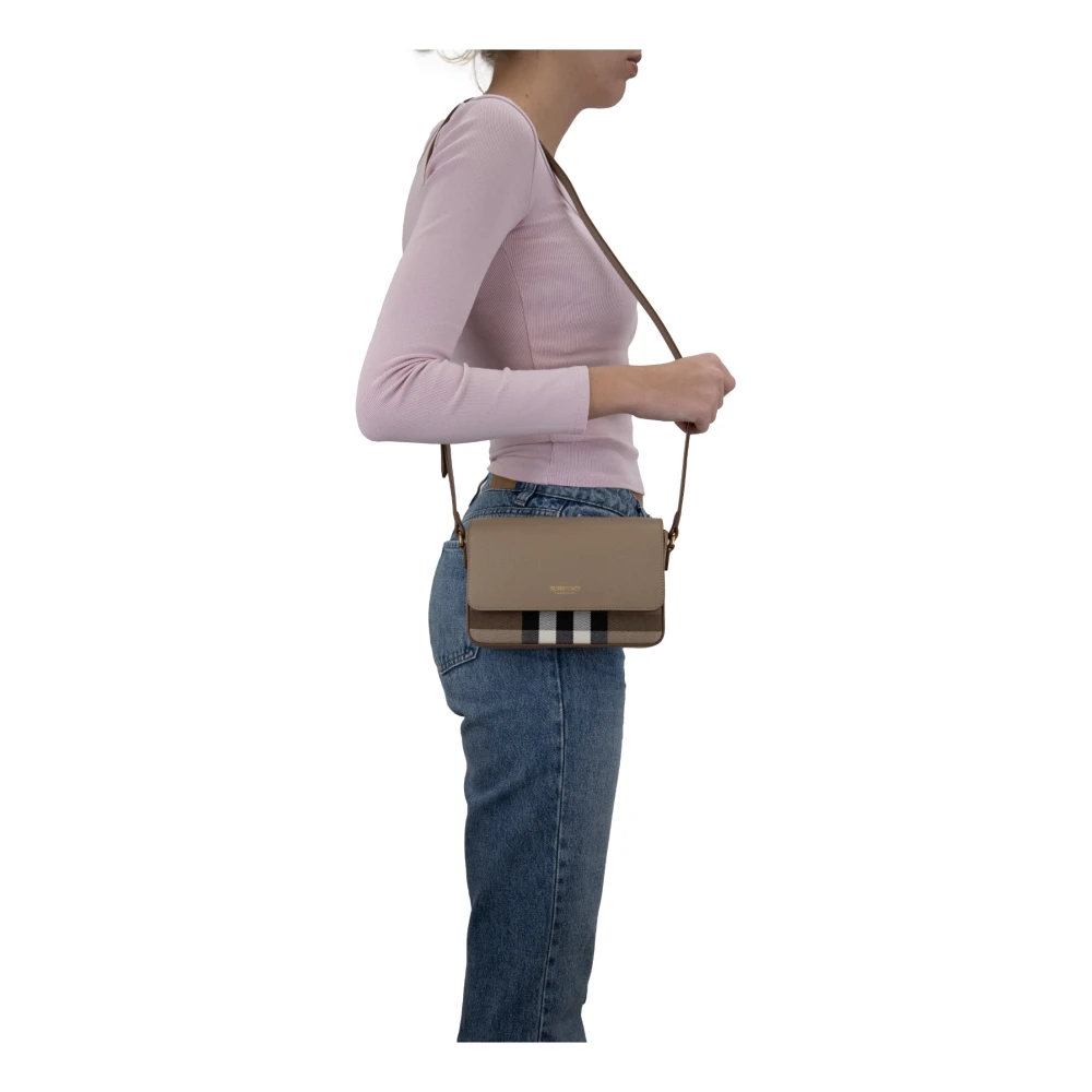 Burberry Dames Schoudertas Magnetische Knoop Beige Dames