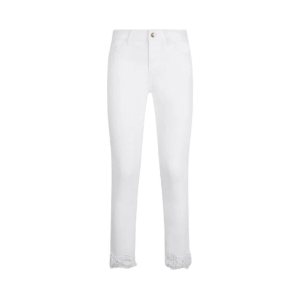 Liu Jo Kvinno Vit Byxor Dam, W27, Bomull, Slim-Fit Byxor